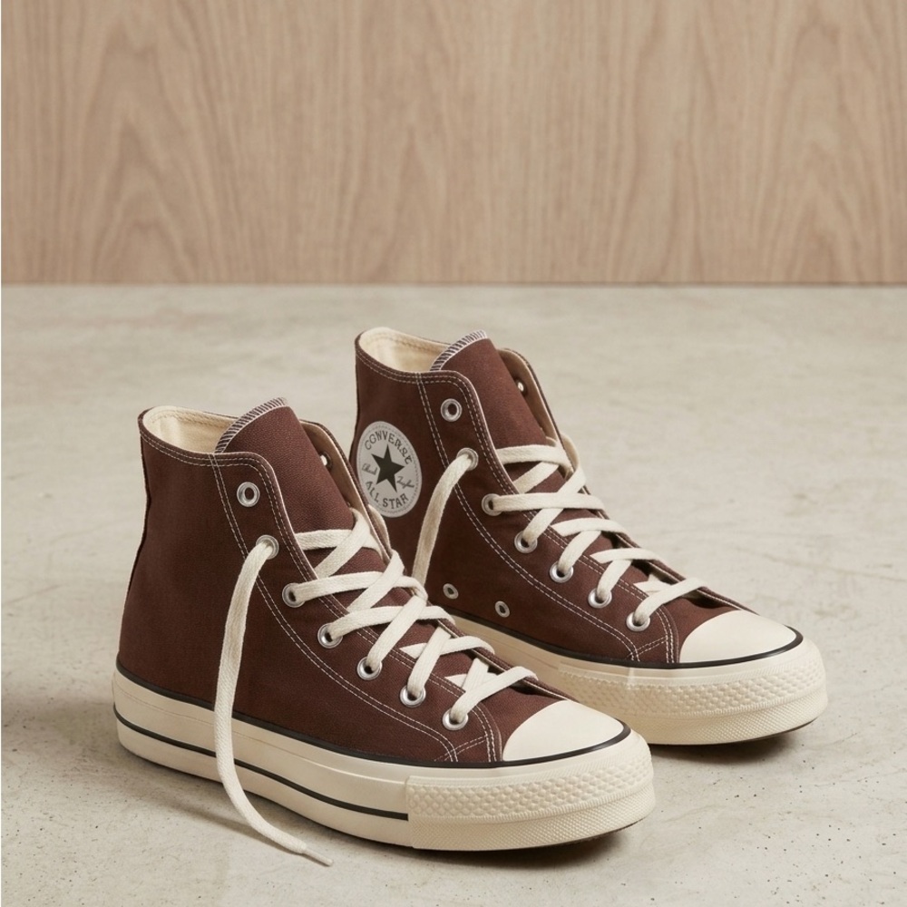 Converse High Top Sneakers in Brown with White Accents